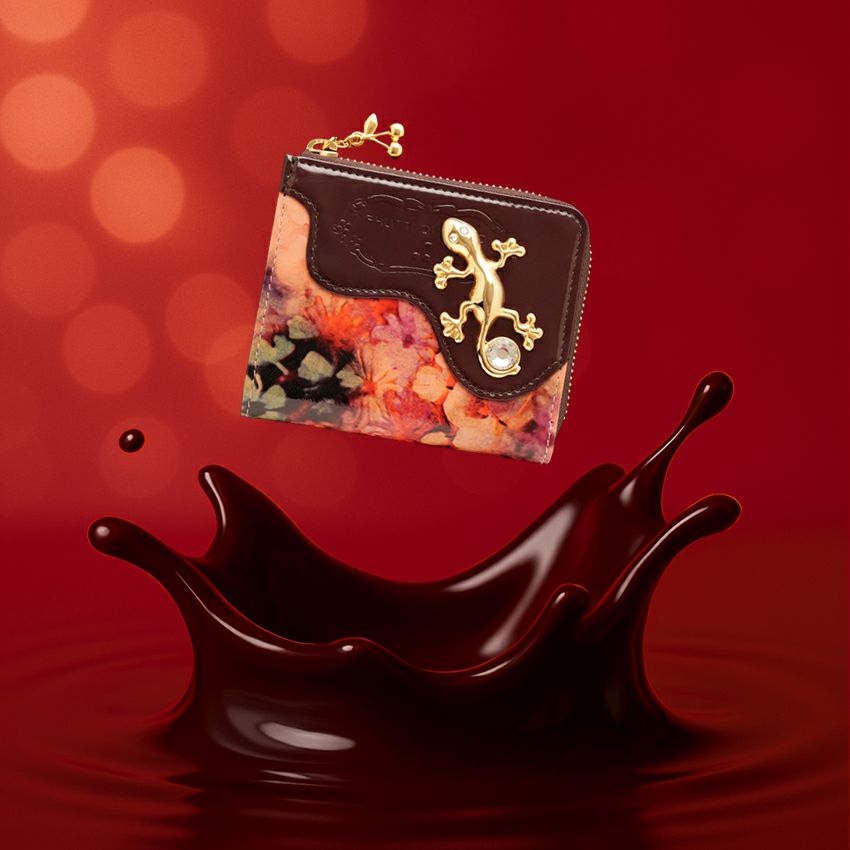 可愛い二つ折り財布人気おすすめ｜Wonder Book Wallet　Chocolate holic　Crystal Salamander （ワンダーブックウォレット チョコレートホリック クリスタルサラマンダー）